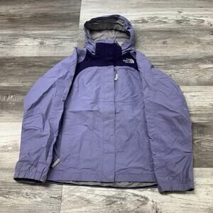 The North Face Purple Gray Girls XL Hooded‎ Full Zip  Hyvent Windbreaker Jacket